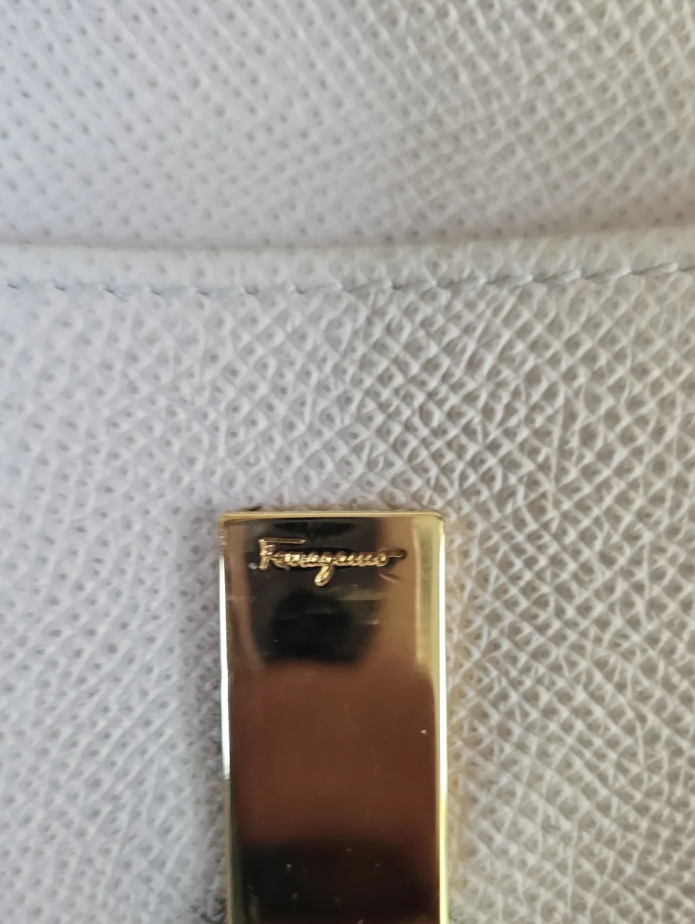 Salvatore Ferragamo Cream Leather Wallet with Gold Hardware EUC